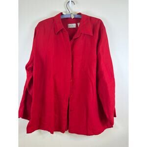Vintage Villager Sport Womens Button Up Shirt Size XL Red Long Sleeve